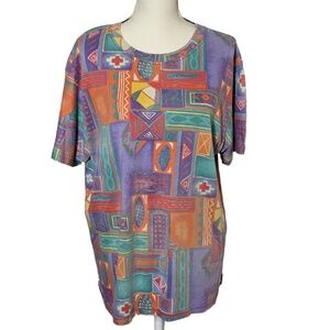 Carolina‎ Colours Multi-color Abstract Pattern Short-sleeve T-shirt Size Medium